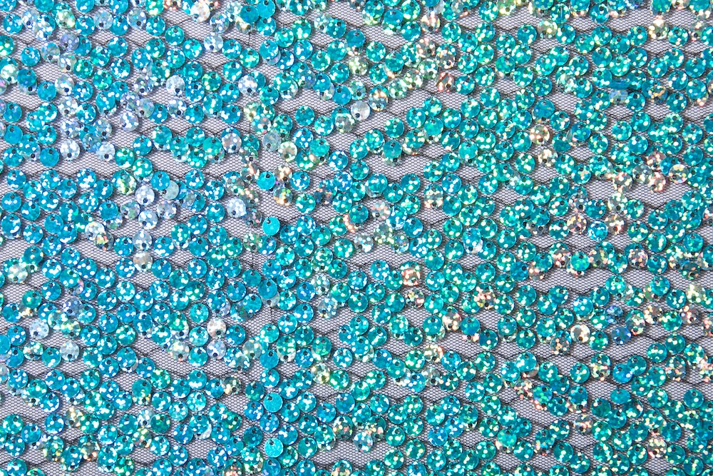 Non-Stretch Sequins (Turquoise/Silver)