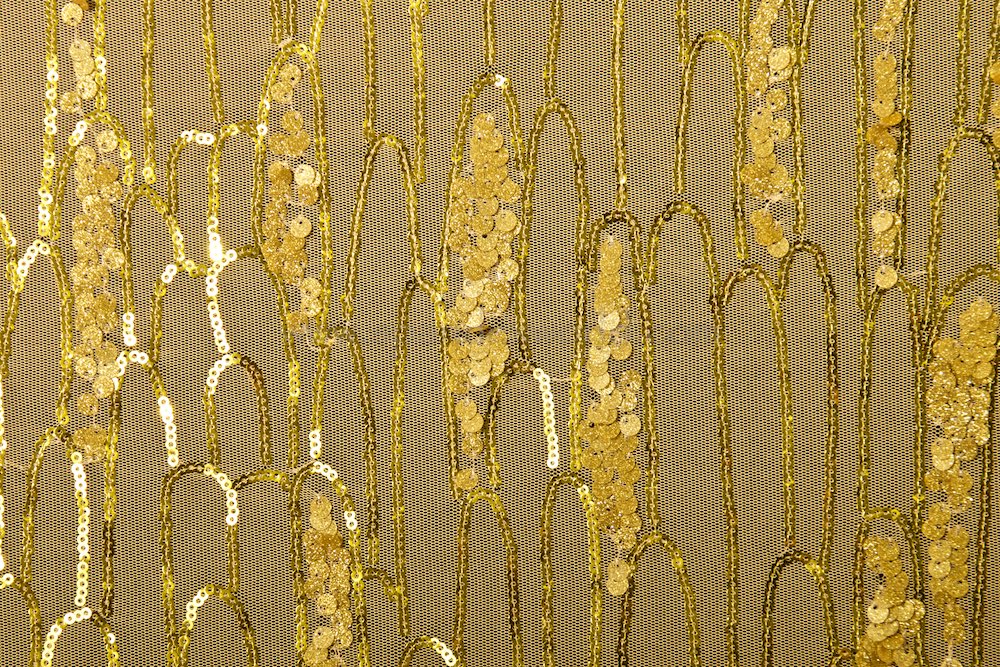 Non-Stretch Sequins (Gold sequins on gold poly mesh) 