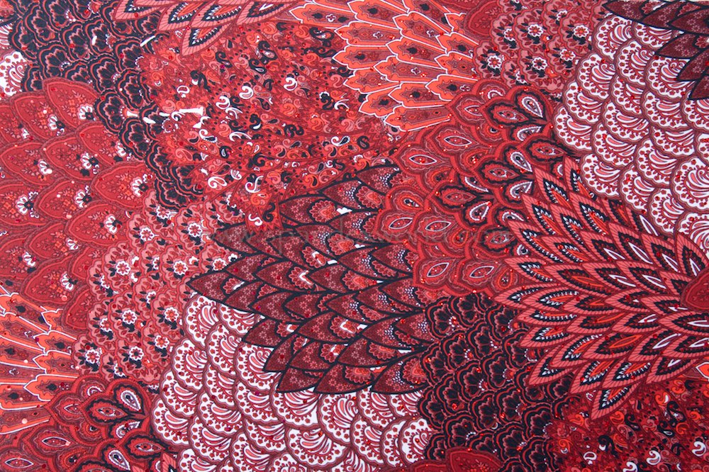 Peacock Prints With Sequins (Red/Black/White/Burgundy/Multi)