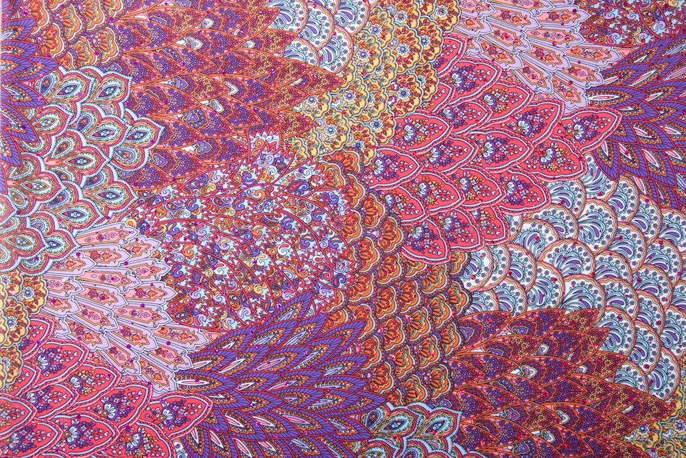Peacock Prints With Sequins (Fuchsia/Yellow/Purple/Orange/Multi)