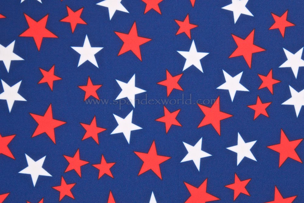 Printed Stars (Navy Blue/White/Red) | Spandex World