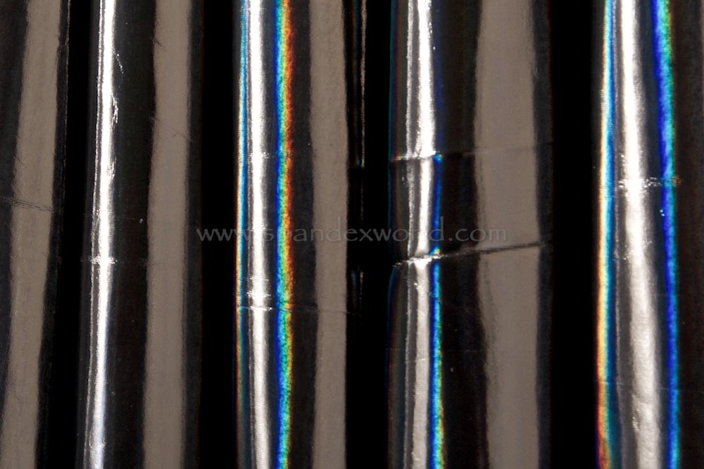 Polyester Spandex Shiny Black Faux Vinyl 2 Ways Stretch Fabric