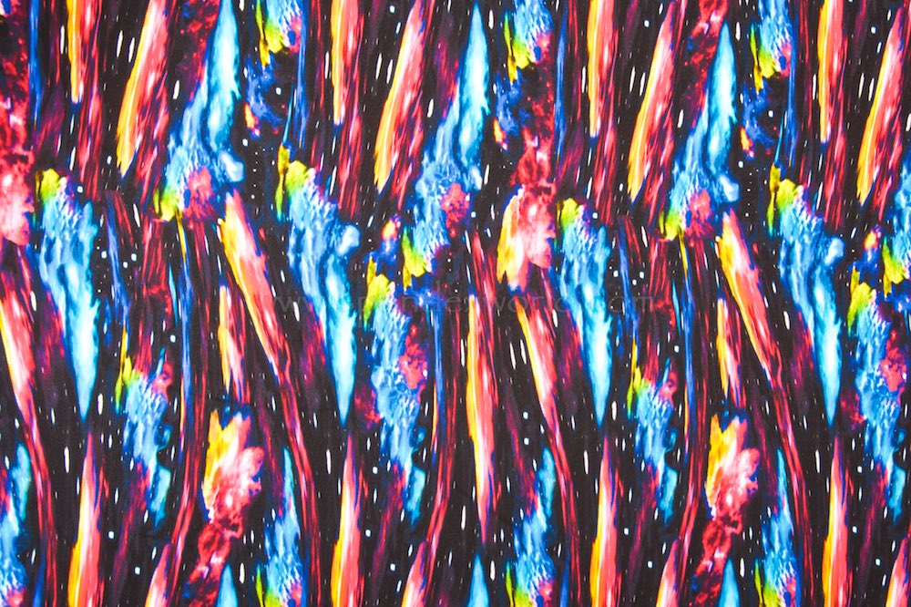 Abstract Print Spandex (Blue/Pink/Black/Multi)