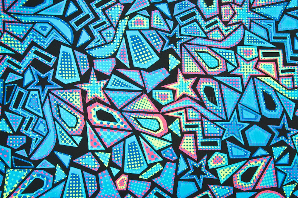 Abstract Print Spandex (Turquoise/Pink/Black/Multi)