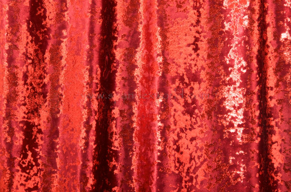 Glitter/Pattern Stretch Velvet (Burgundy/Red)