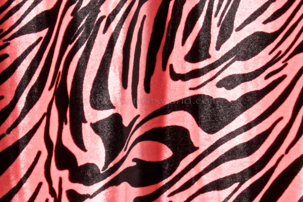 Animal Print Stretch Velvet (Neon pink/Black)
