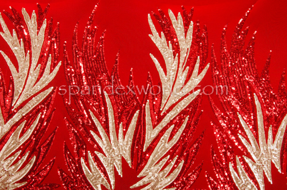 Stretch Sequins (Gold/Red)