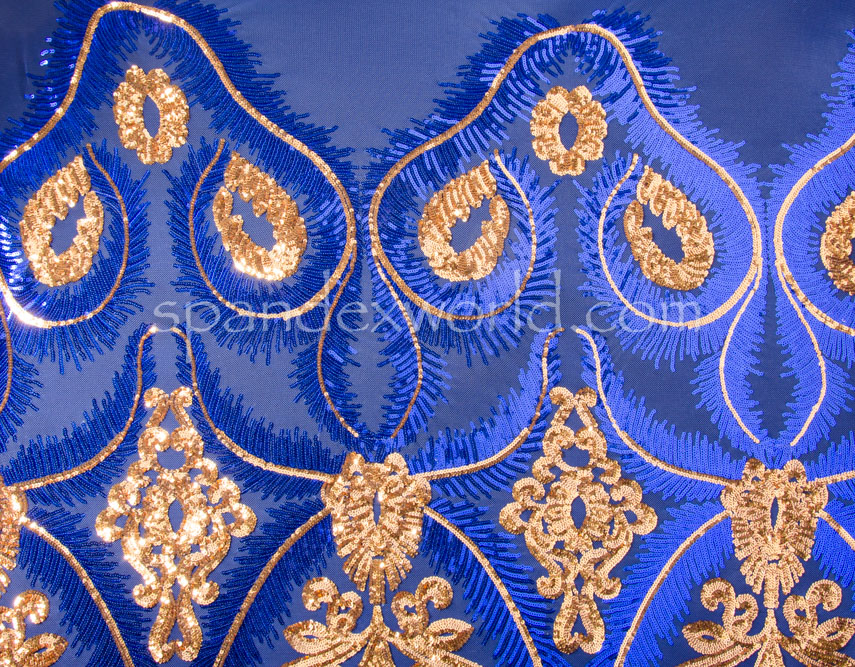 Stretch Sequins (Royal BLue/Gold/Ryal Blue )