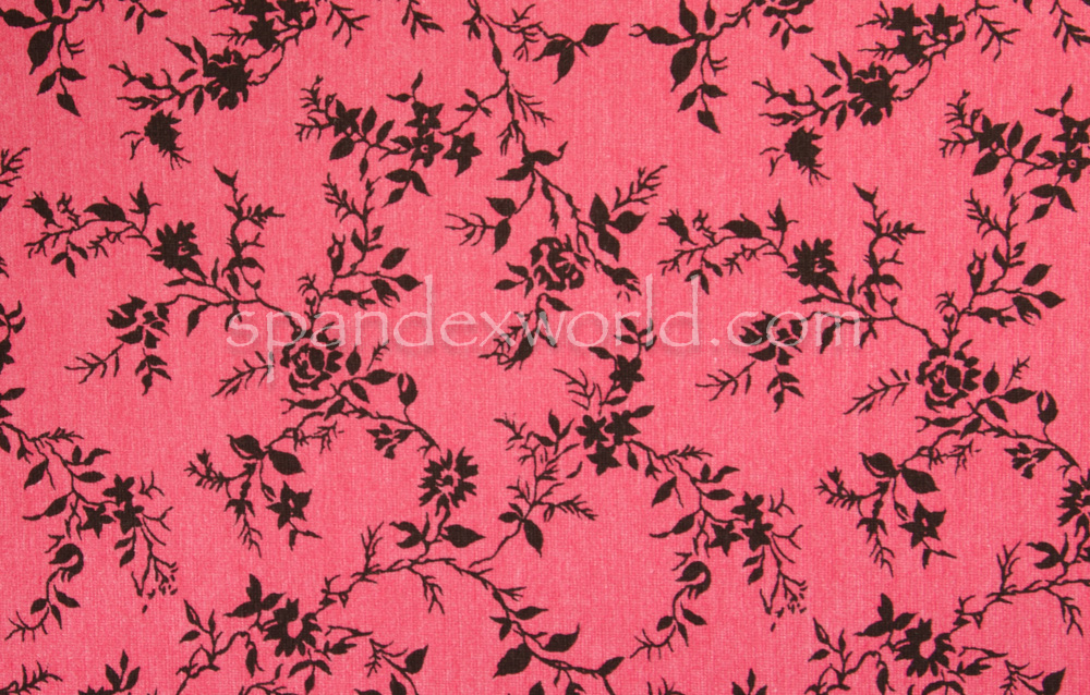 Floral Print Cotton Lycra (Black/Brown/Multi)