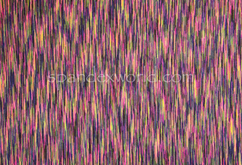 Space Dye Print Spandex (Pink/Lime/Black/Multi)