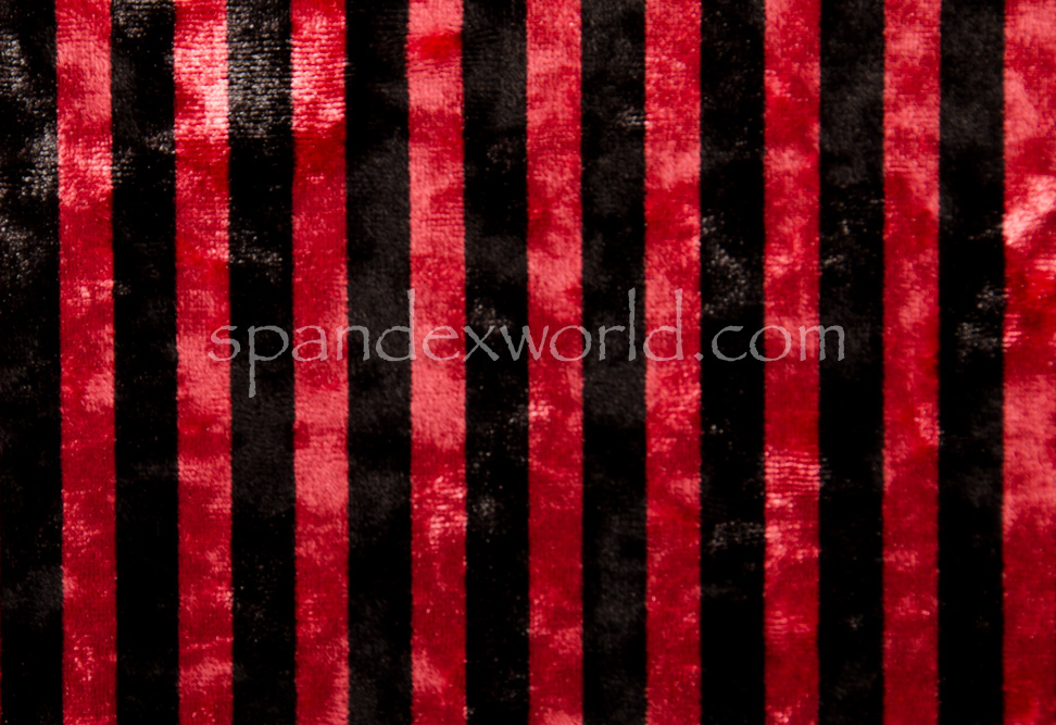  Stretch stripes Velvet (Black/Burgundy)