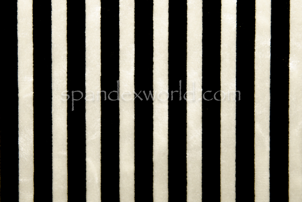  Stretch stripes Velvet  (Black/Ivory)