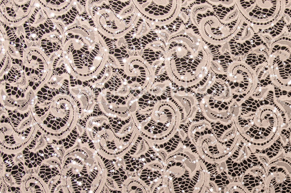 Stretch Sequins Lace(Dark Nude/Silver)