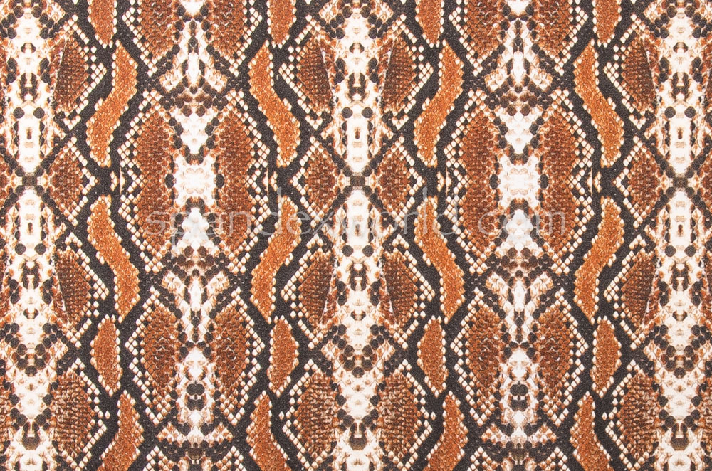 BROWN SNAKE PRINT STRETCH LYCRA FABRIC 58 BY THE YARD GLOSSY