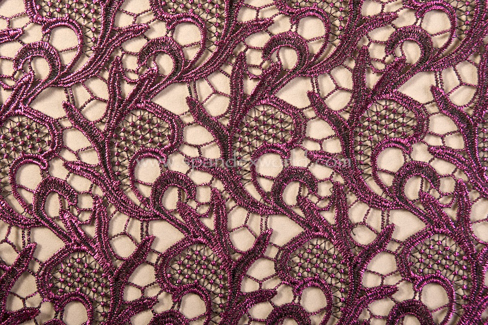 Non-Stretch Metallic Lace (Black/Fuchsia)
